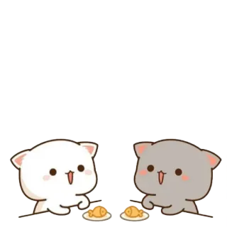 🐟 cats, cute, cartoon, animals, fish, eating whatsapp sticker