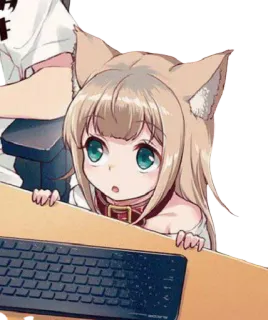 🙄 Аниме, Неко, Клавиатура, Милый, Каваи telegram sticker