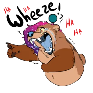 🤣 Wheeze! desenho animado, arfar, chorando, rindo, expressão, animal telegram sticker
