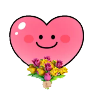 💐 하트, 사랑, 꽃, 꽃다발, 튤립, 귀여운, 스티커 telegram sticker