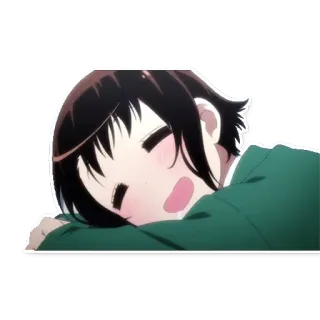 😌 anime, menina, dormindo, fofo, kawaii, desenho animado telegram sticker