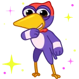 🕺 cartoon, bird, animal, sparkly, character, cute, purple, red telegram sticker