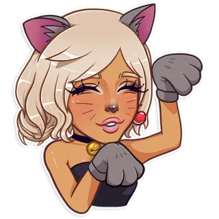 😽 kucing, anak kucing, kawaii, lucu, anime, kartun, perempuan, karakter telegram sticker
