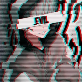 💔 EVIL Anime, Fille, Maléfique, Manga, Vaporwave, Bug telegram sticker
