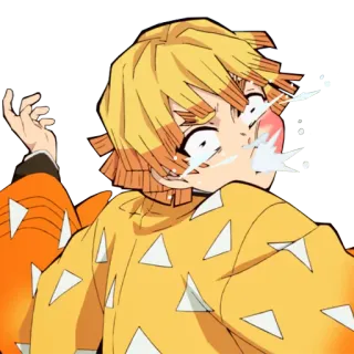 👋 Zenitsu Agatsuma Demon Slayer 애니메이션, 만화, 귀멸의 칼날, 젠이츠, 무서워 telegram sticker