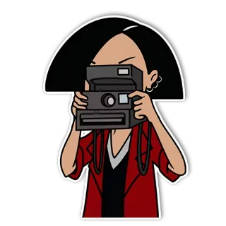 📸 Daria Morgendorffer Daria Daria, cámara, dibujos animados, personaje, estudiante, fotógrafo, animado whatsapp sticker