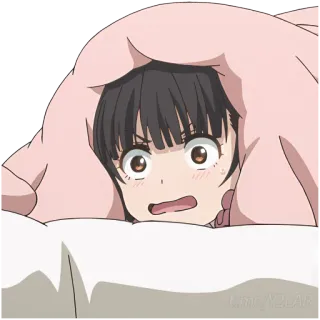 😨 anime, garota, chocada, fofa, cobertor whatsapp sticker