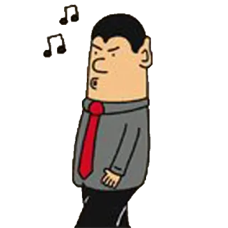 😙 cartoon, man, tie, music notes, character, illustration telegram sticker