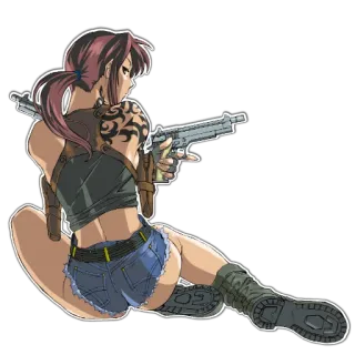 😒 Revy Black Lagoon Anime, Armi da fuoco, Donna, Violenza, Azione, Revy, Black Lagoon telegram sticker