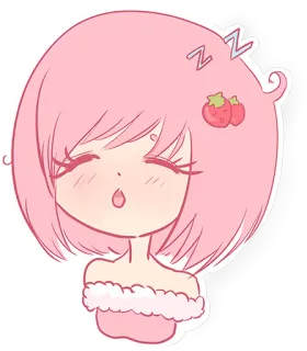 😴 kawaii, cute, strawberry, anime, pink, sleeping, chibi telegram sticker