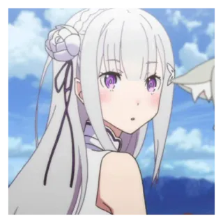 🥄 Emilia Re:Zero Anime, Mujer, Ojos morados, Emilia, Re:Zero whatsapp sticker