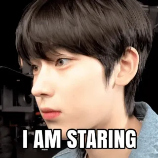 👁 I AM STARING staring, funny, meme, kpop, idol telegram sticker
