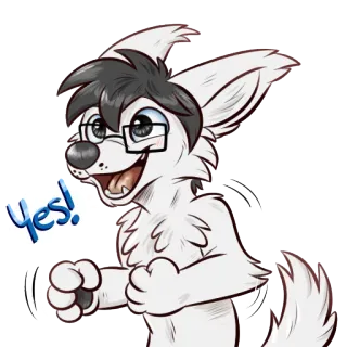 😄 Yes! Furry, Desenho animado, Animal, Sim, Positivo telegram sticker