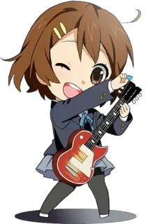 😄 Аниме, Гитара, Музыка, Милый, Чиби telegram sticker