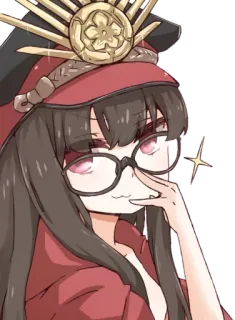 😌 anime girl, cartoon, glasses, woman, character, illustration telegram sticker