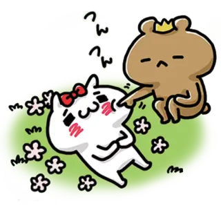 💙 んんん dễ thương, gấu, mèo, ngủ, nằm, cỏ, kawaii telegram sticker