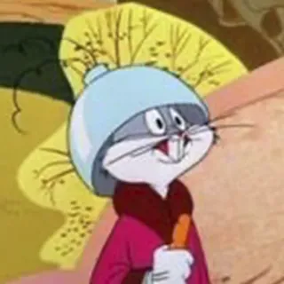 🥕 Bugs Bunny Looney Tunes dessin animé, lapin, carotte, hiver, drôle telegram sticker