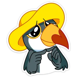 🥺 bird, toucan, animal, hat telegram sticker