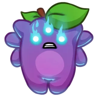 🔮 fruit, sticker, angry, cartoon, purple, flames telegram sticker