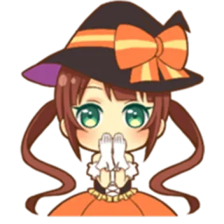 🙊 애니메이션, 소녀, 마녀, 할로윈, 귀여운, 치비, 만화 telegram sticker