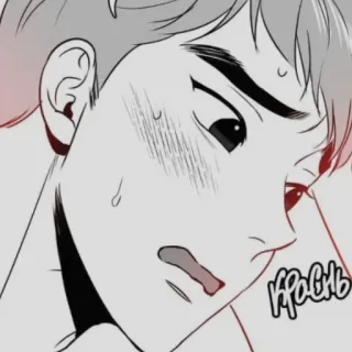 😳 Кравь ผู้ชาย, เหงื่อ, สีหน้า, ภาพระยะใกล้, คราฟ telegram sticker