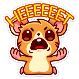 😠 HEEEEET хомяк, животное, мультфильм, наклейка, милый, злой telegram sticker