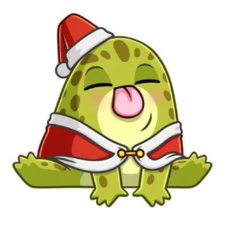 😛 лягушка, рождество, санта клаус, праздник, милый, мультик, стикер whatsapp sticker