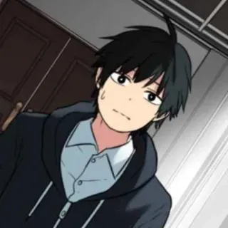 🎧 Anime-Stil, Cartoon, Männlich, Schwarze Haare, Illustration telegram sticker
