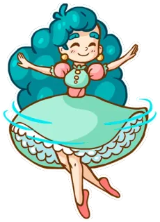 🙂 fille, danse, mignon, dessin animé, robe, danser telegram sticker