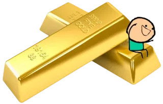 🤓 黄金, 金条, 钱, 财富, 卡通 whatsapp sticker