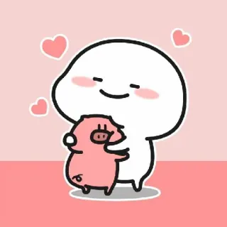💝 kartun, babi, imut, kawaii, karakter, hati, cinta whatsapp sticker