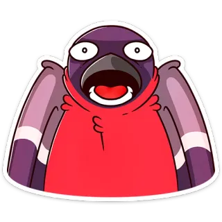 😱 oiseau, dessin animé, autocollant, animal, drôle, mignon, expression telegram sticker