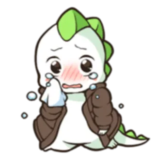 😢 dinossauro, fofo, desenho animado, chorando, triste, kawaii whatsapp sticker