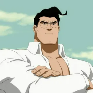 🦇 Clark Kent Clark Kent, Superman, DC Comics, dibujos animados, hombre, gafas, camisa blanca telegram sticker
