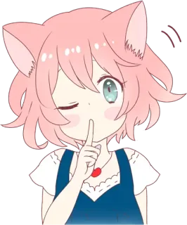 😉 Anime, Ragazza gatto, Kawaii, Carino, Occhiolino, Shhh, Manga telegram sticker