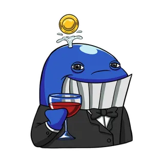 🐳 кит, смокинг, вино, деньги, тост, праздник, мультфильм telegram sticker