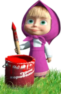 🎨 Masha Masha and the Bear сурик корабель kartun, Masha dan Beruang, Masha, cat, karakter, Rusia telegram sticker