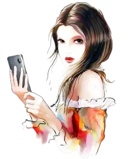 😁 mulher, selfie, ilustração, retrato, arte, menina whatsapp sticker
