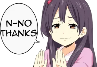✋ N-NO THANKS Anime, Fille, Non, Non merci, Rejeter telegram sticker
