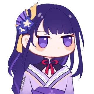 😶 Raiden Shogun Genshin Impact anime, character, video game, purple hair, genshin impact telegram sticker
