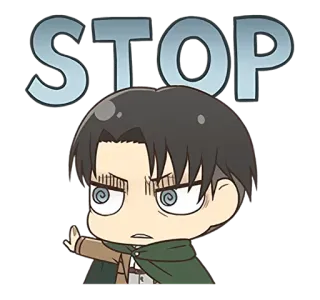 😕 Levi Ackerman Attack on Titan STOP anime, desenho animado, pare, Levi, Ataque dos Titãs, aviso telegram sticker