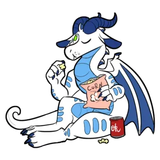 🍪 CORN 龙, 卡通, 吃, 爆米花, 可爱 telegram sticker