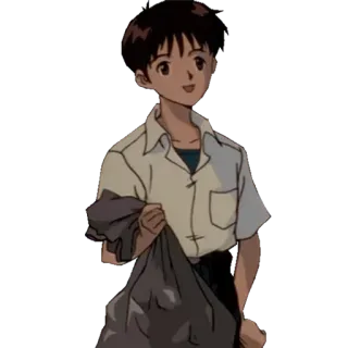 🙂 Shinji Ikari Neon Genesis Evangelion Anime, Anak laki-laki, Evangelion, Karakter, Remaja telegram sticker