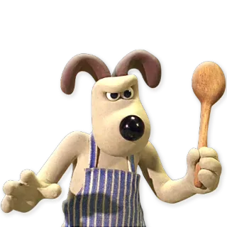 🥄 Gromit Wallace & Gromit dog, chef, cartoon, animation, spoon telegram sticker