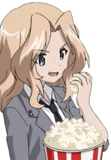 🍿 Anime, Gadis, Popcorn, Kartun, Perempuan, Karakter telegram sticker