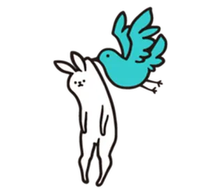 🐇 animal, lapin, oiseau, paix, dessin animé, mignon telegram sticker