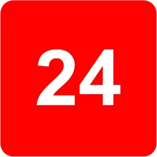 🟥 24 numero, rosso, bianco, numerico, cifre telegram sticker