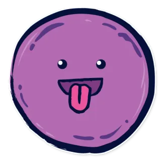 😝 Dibujo animado, Mono, Personaje, Morado, Feliz, Cara, Lengua, Pegatina telegram sticker