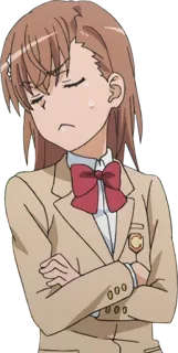 😓 Misaka Mikoto A Certain Scientific Railgun อนิเมะ, ผู้หญิง, ชุดนักเรียน, ซึนเดเระ telegram sticker