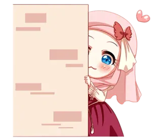 👀 lindo, hiyab, anime, chica, musulmán, dibujos animados, chibi whatsapp sticker